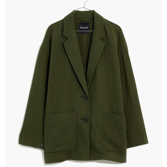 Madewell Jackets & Blazers - New MADEWELL Size S Diamond Jacquard Shaw Blazer in Dark Forest